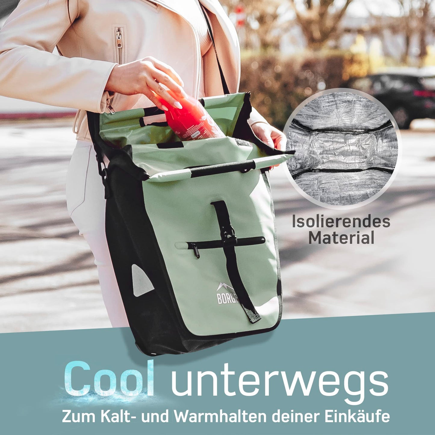 Borrow bike luggage rack bag with removable cooling insert - Can be used as a luggage carrier bag, bike bag, carry bag 23 liters