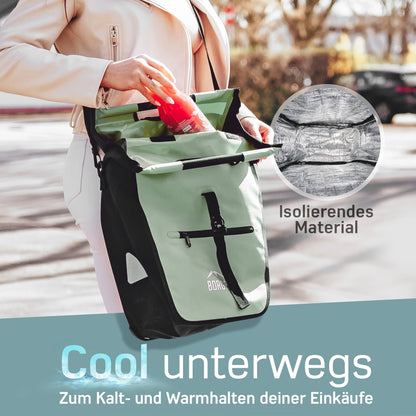 Borrow bike luggage rack bag with removable cooling insert - Can be used as a luggage carrier bag, bike bag, carry bag 23 liters