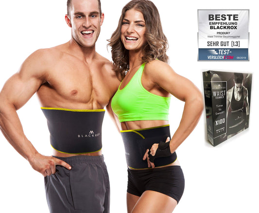 BLACKROX Trimm Your Waist Fitness Belt Comparison Winner Women & Men, Sweat Belt for Fat Burning, Premium Fitness Belt Adjustable Sauna Belly Belt for Weight Loss (Yellow, M)
