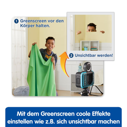 Vtech Kidizoom Video Studio HD blue - Children's camera with greenscreen, tripod, effects, selfie lens, and much more - For children aged 5-12 years.