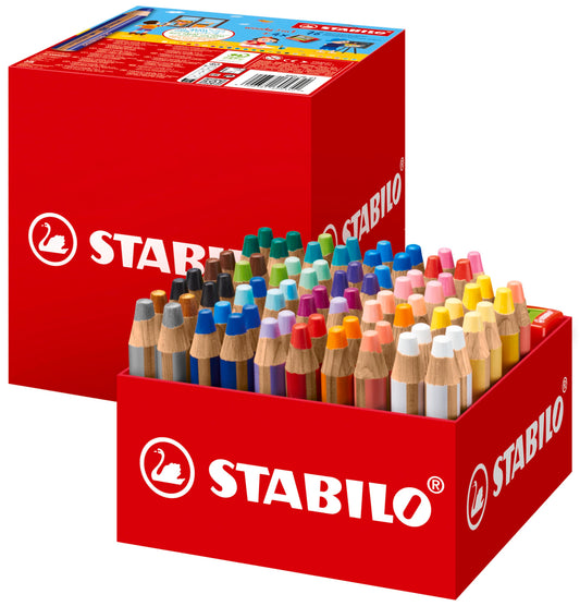 STABILO - colored pencil, watercolor & wax crayon - woody 3 in 1-76er box with 4 sharpeners - with 24 different colors.