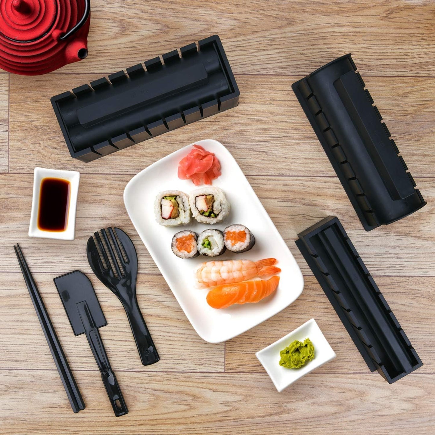 Sushi Maker Kit Plastic Premium Set Sushi Tool Set Sushi Rice Roll Mold DIY Sushi Roller Tool for beginners at home (12 pieces)