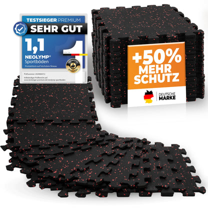 NEOLYMP Floor Protection Mat Fitness 1 x 8 Mats, extra thick and durable natural rubber - Puzzle Mat Fitness, Gymnastics Mat, Sports Mat, Fitness Mat