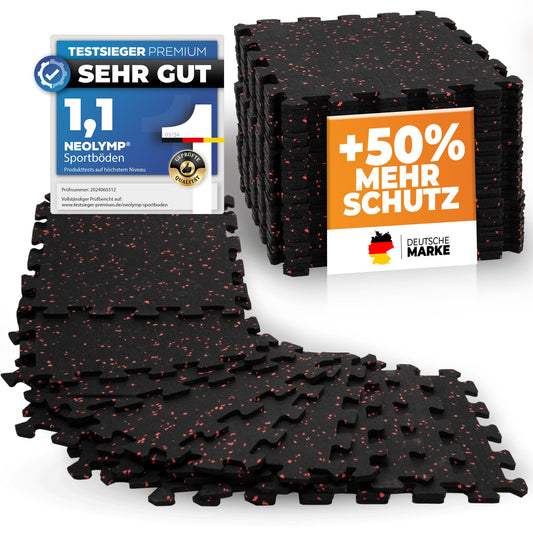 NEOLYMP Floor Protection Mat Fitness 1 x 8 Mats, extra thick and durable natural rubber - Puzzle Mat Fitness, Gymnastics Mat, Sports Mat, Fitness Mat