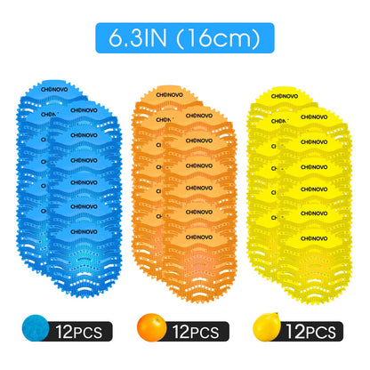 36 pieces of urinal screens with scent, urinal screen splash guard air freshener individually packaged for toilet guest bathrooms public restrooms urinal - 12 pcs sea breeze, 12 pcs lemon, 12 pcs orange.