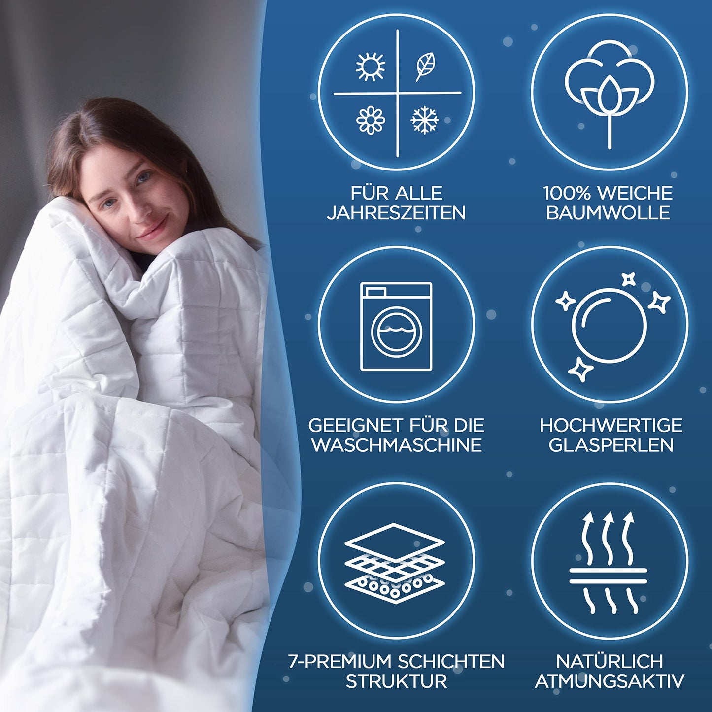 Samthus Weighted Blanket 135x200cm 7kg Oeko-Tex Certified - Relaxation Blanket 100% Cotton - Heavy Anti-Stress & Therapy Blanket - Sleep better with our weighted duvet - Weighted Blanket