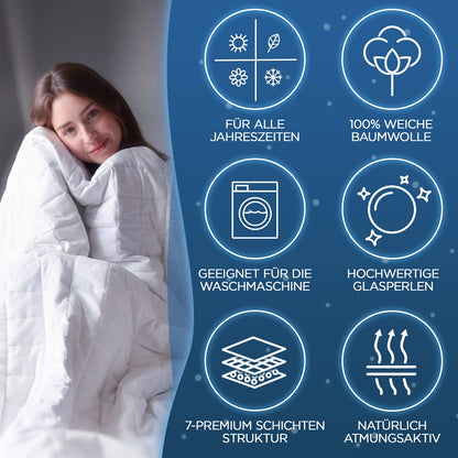 Samthus Weighted Blanket 135x200cm 7kg Oeko-Tex Certified - Relaxation Blanket 100% Cotton - Heavy Anti-Stress & Therapy Blanket - Sleep better with our weighted duvet - Weighted Blanket