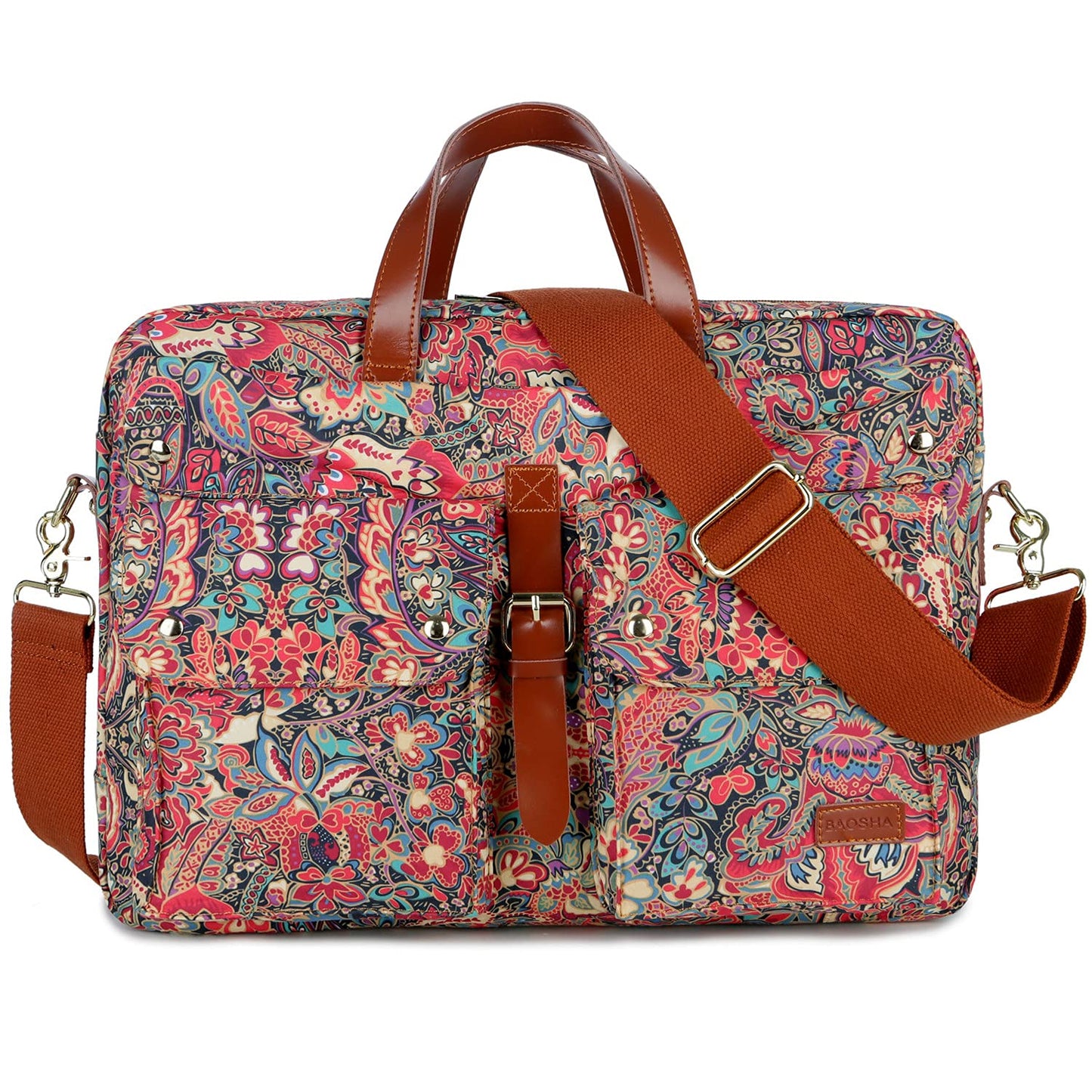 Baosha Women Laptop Bag 17 Inch Briefcase Ladies Shoulder Bags Work Bag Business Bag Multicompartment BC-07 (Multicolor Print HS)
