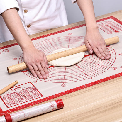 Silicone Baking Mat Extra Large 91x61cm, Antistick Silicone Mat with Measurements, Dough Mat, Baking Sheet for Oven, Rolling Mat for Dough Fondant Pastry by KITCHENRAKU KR, Red