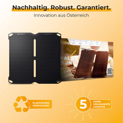 Sunnybag® SUNBOOSTER 14 Solar Panel [Foldable & Efficient!] - Solar Charger (Waterproof & Robust) - Solar Panel with 2X USB for Hiking, Camping & Outdoor - perfect for Phone & Powerbank (14W Power)