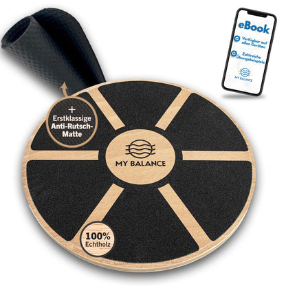 My Balance Premium Balance Board including non-slip mat I High-quality wobble board with E-Book I Strengthens your balance I Balance Board for improved fitness.