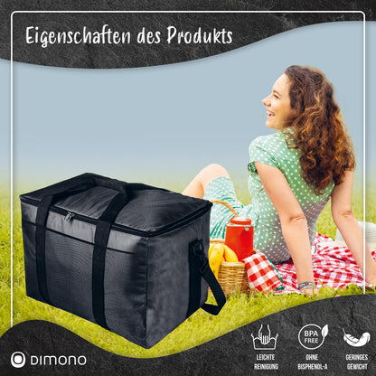 XXL cooler bag insulated drinks & snack bag ice bag picnic bag for camping traveling vacation 15, 25, or 45 liters (45 liters - Black)