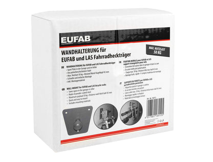 EUFAB 16412 Wall Mount, suitable only for EUFAB and LAS bike racks, Alloy steel.