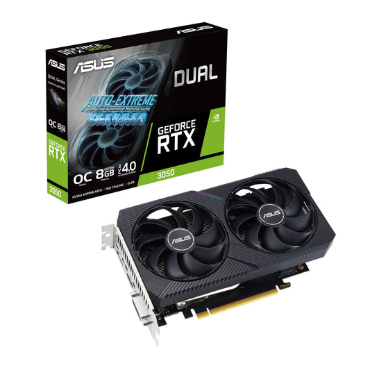ASUS Dual GeForce RTX 3050 V2 OC Edition 8GB GDDR6 Gaming Graphics Card (Nvidia RTX3050 V2, PCIe 4.0, HDMI 2.1, DisplayPort 1.4a, DUAL-RTX3050-O8G-V2)