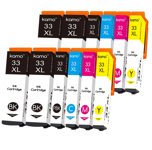 Kamo 33XL (12-pack) multipack printer cartridges compatible with Epson 33 XL - for Expression Premium XP-530 XP-540 XP-630 XP-635 XP-640 XP-645 XP-830 XP-900 XP-7100.