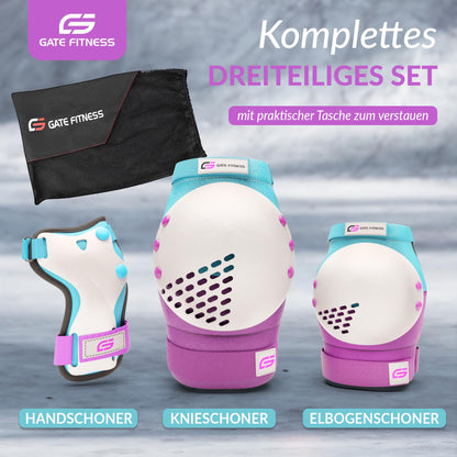 GATE FITNESS® protective gear set for kids & adults - protective gear set [6 pieces] knee pads with wrist guards and elbow pads for inline sports - protective gear set for children