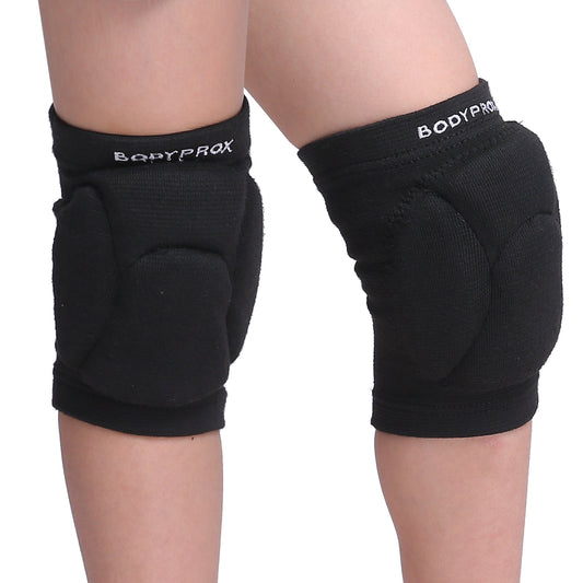 Bodyprox, Volleyball Knee Pads for Teens, Unisex, 1 Pair, Black, Ages 13-18