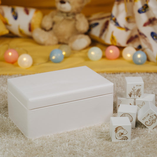 LAUBLUST Wooden Box with Lid - 30x20x14cm, White, FSC - Storage Box | Memory Box | Crafting & Gift Box