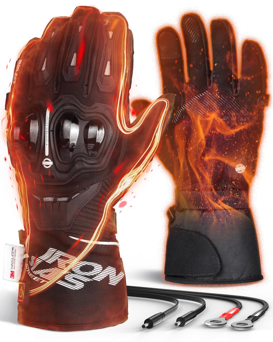 BORLENI Heated Gloves Winter 12V Winter Gloves Waterproof Windproof Warm Gloves Men Women