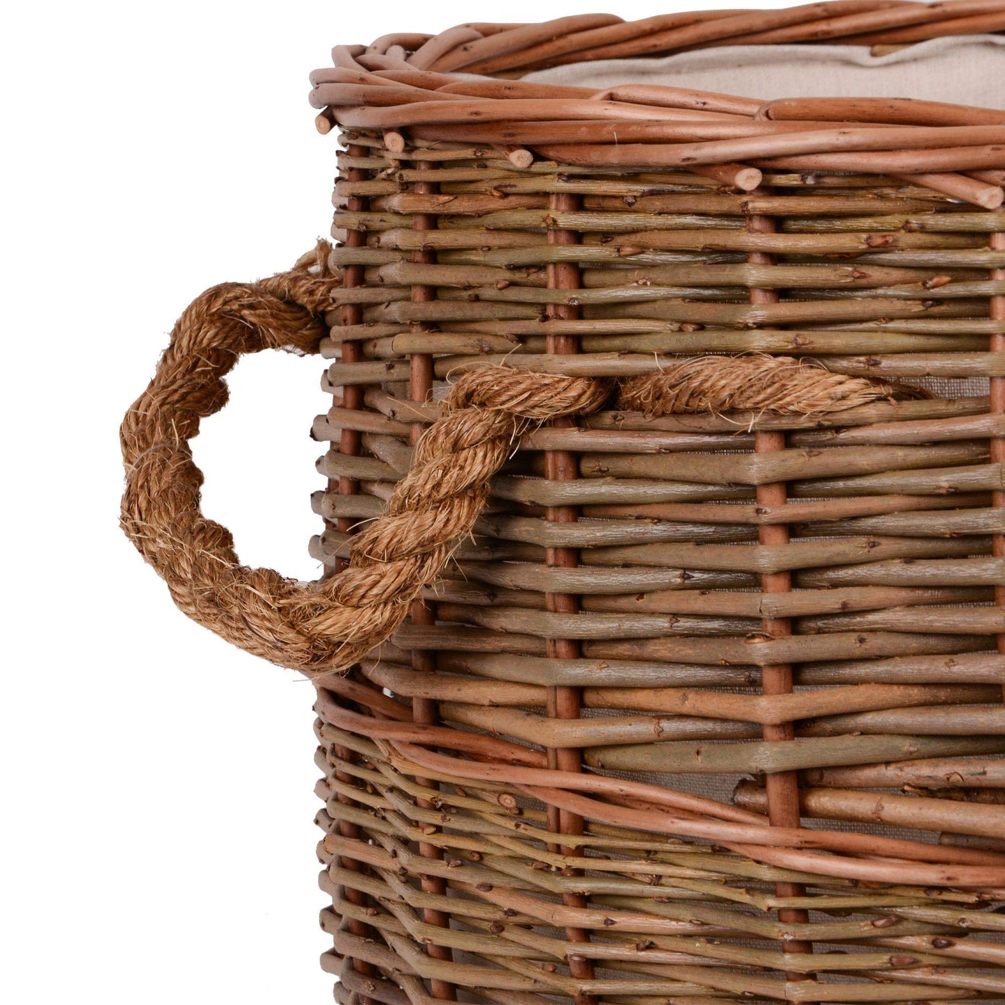 UNUS wicker basket made of willow for firewood storage, laundry, or decoration. Diameter 50cm.