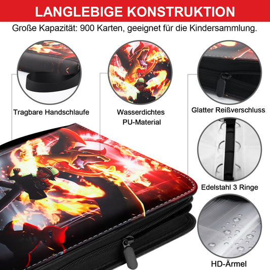Collectible card album, collecting album for Pokemon cards, 900 pockets 50 pages 9 pockets collection book, PU surface waterproof card holder, card binder folder book, 50 pcs per page.