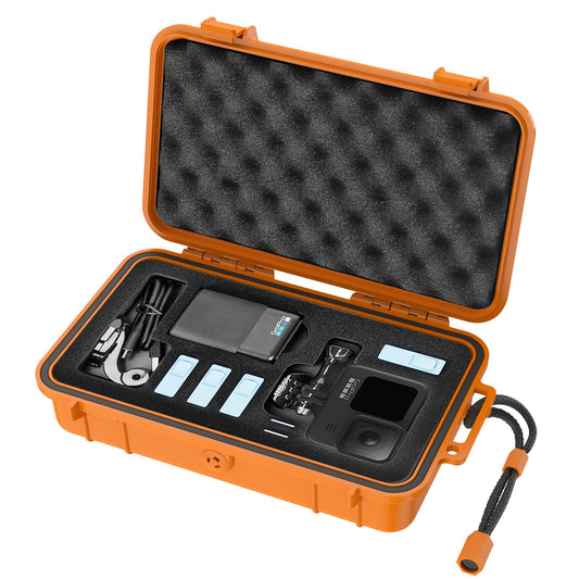 Smatree waterproof hardshell carrying case compatible with Gopro Hero 13/12/11/10/9/8/7/6/5 / Hero 2018 / DJI Osmo Action, Orange (camera and accessories not included)