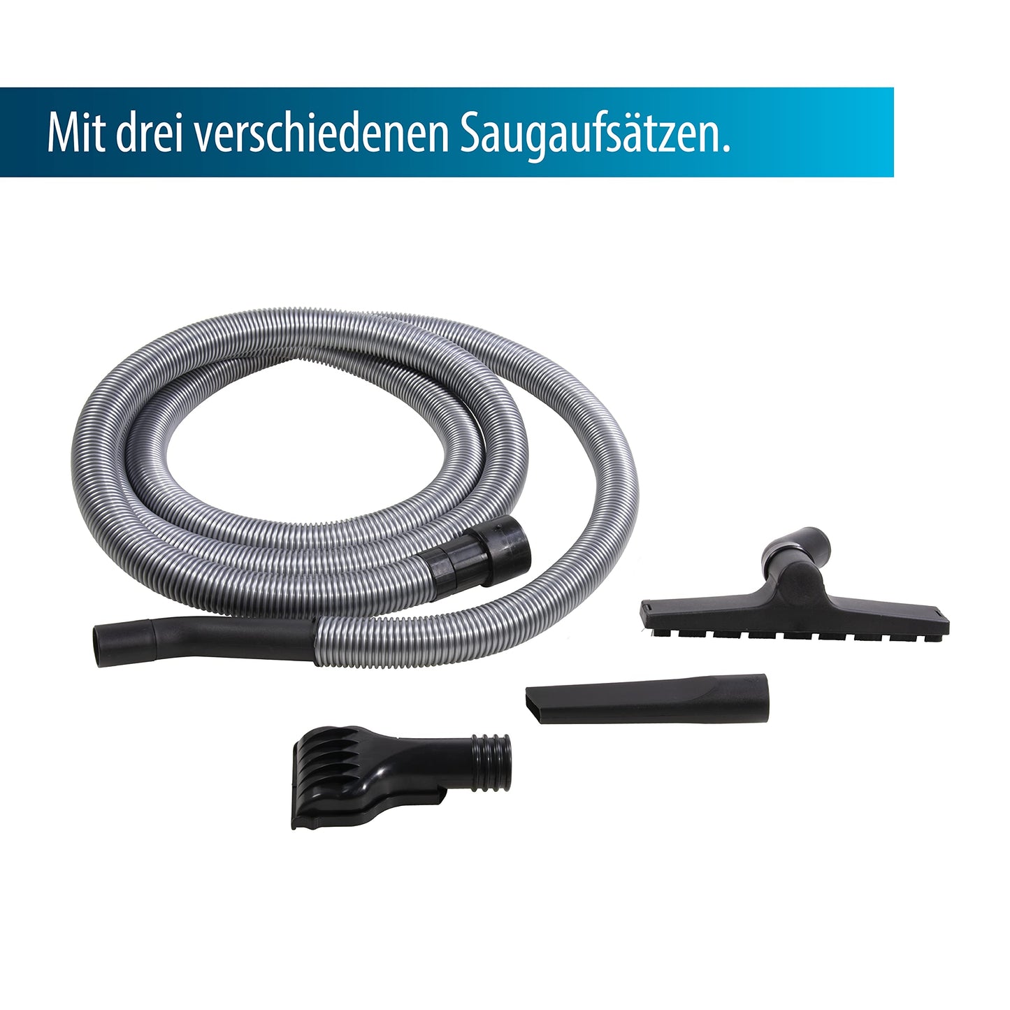 AquaForte Wet/Dry Vacuum - 1400 watts - Plastic tank - 35 liters - 4m hose - Pond and pool cleaning, Black