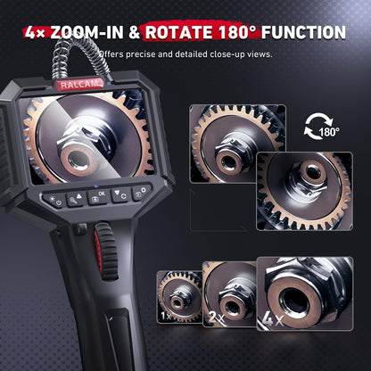 Ralcam Endoscope Camera with Light - 6.2mm Inspection Camera 3.5" HD 720P Borescope, Cameras with 6 LEDs, IP67 Waterproof 1M Flexible Cable Telescopic Camera Automotive Tool