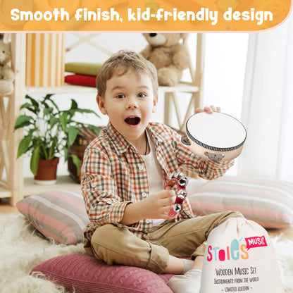 Stoie's musical instruments for children aged 3 and up - wooden Montessori instruments, baby claves, drum musical toys.