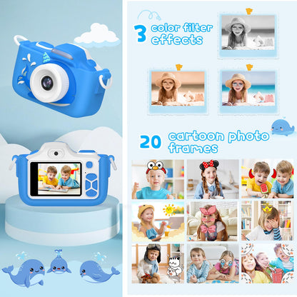 Kriogor Kids Camera, Digital Camera for Selfies and Videos with 16MP/Dual Lens/2" Screen/1080P HD/32G TF Card/9x Digital Zoom. Perfect birthday gift for kids.