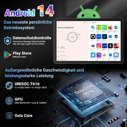 Blackview Tablet 11 inch Tab16Pro Android 14 tablet 24GB RAM 256GB ROM (2TB TF) 4G LTE 5G WiFi Tablet with pen and case, 13MP+8MP, 7700mAh, 2K Display Widevine L1, GPS