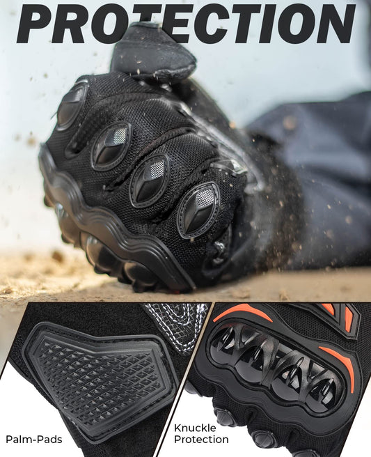 KEMIMOTO Motorcycle Gloves Men, Motorcycle Gloves with Knuckle Protector and Touchscreen, Sport Gloves for Men and Women, for Motorcycle, Bicycle, Scooter, Hunting