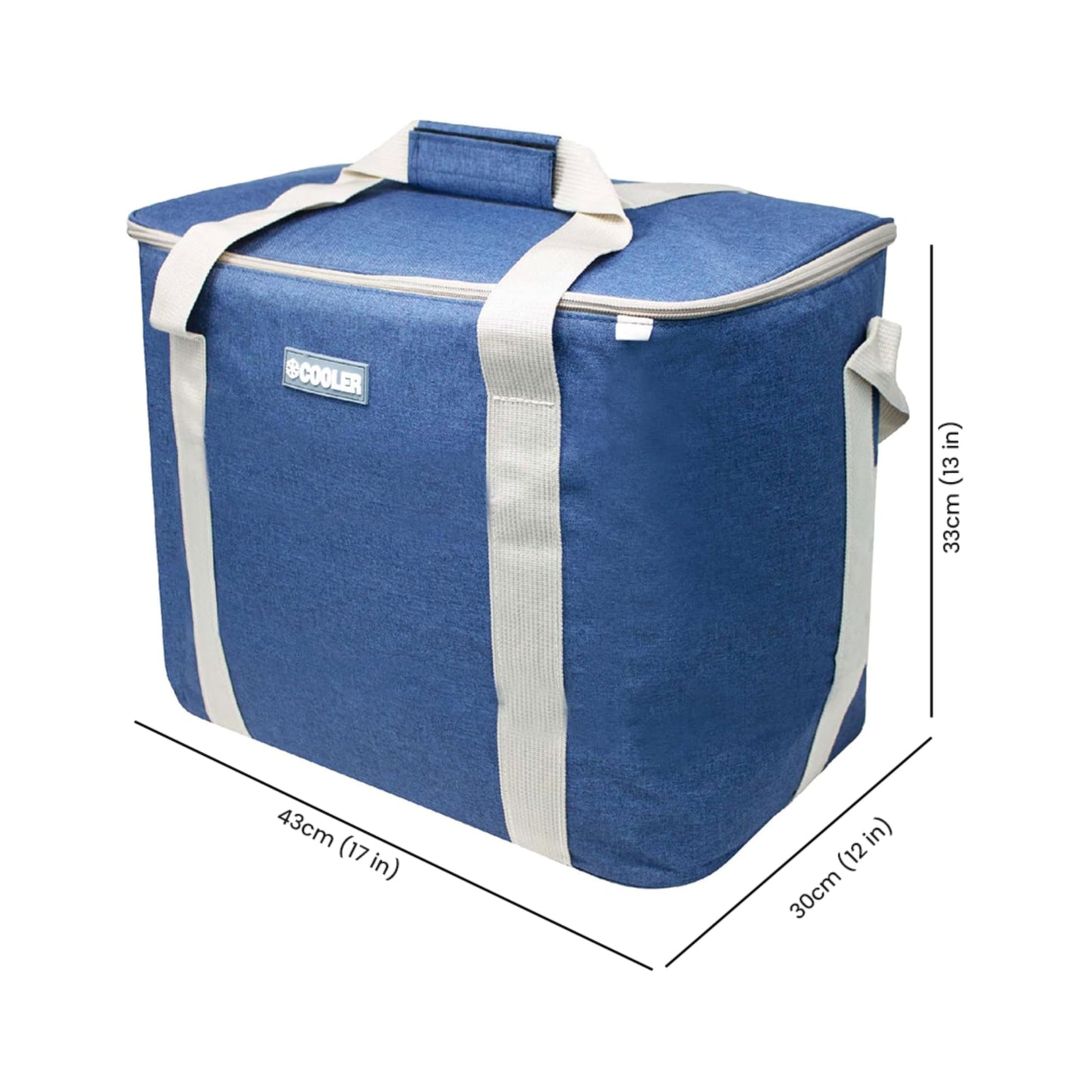 ToCi Cool Bag 36 liters - insulated bag/thermal bag - foldable cooler for picnics, camping, vacation, hiking & BBQ - alternative to a cooler box, gray-blue