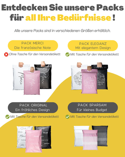 EMBALLAX - 60 shipping bags merchandise shipment - 3 sizes S/M/L - OPAQUE/RESISTANT/WATERPROOF - Shipping bags for clothing - Envelope for boxes - Shipping pouches - Mailer bag - Thank you