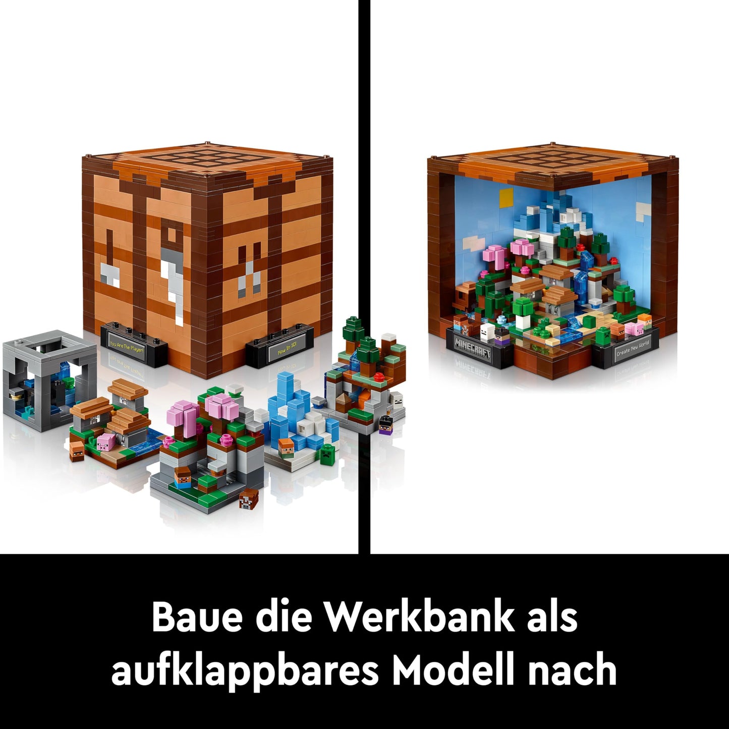 LEGO Minecraft The Crafting Box - Adult building toy - Display model with 8 figures including Steve, Alex, and Mobs - DIY decor for the living room - Minecraft gift for adults - 21265