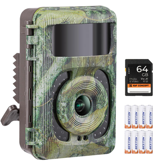 K&F Concept Trail Camera 48MP 4K, Wildlife Camera with Motion Sensor Night Vision LCD Screen Photo Traps Camera Animals Animal Observation Camera Night Vision Camera 120° Wide Angle Motion with 64G SD 8 Batteries