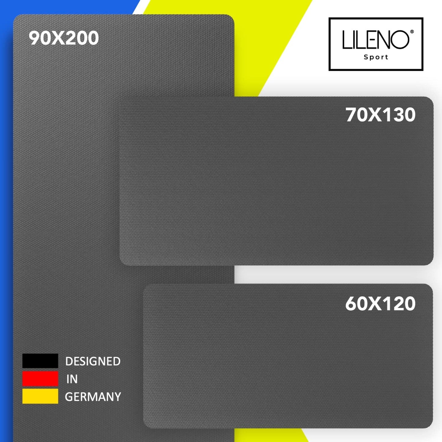 LILENO SPORTS Floor Protection Mat (90x200 cm) - extra durable treadmill mat 8 mm thickness - fitness underlay mat for elliptical trainers, roller trainers, and other fitness equipment - also suitable for yoga