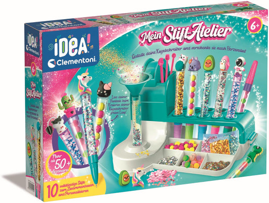 Clementoni Idea Pen Studio with over 50 accessories - DIY pen set with over 50 accessories - craft kit for making pens, creative toy & gift set for children ages 6 and up, 59415