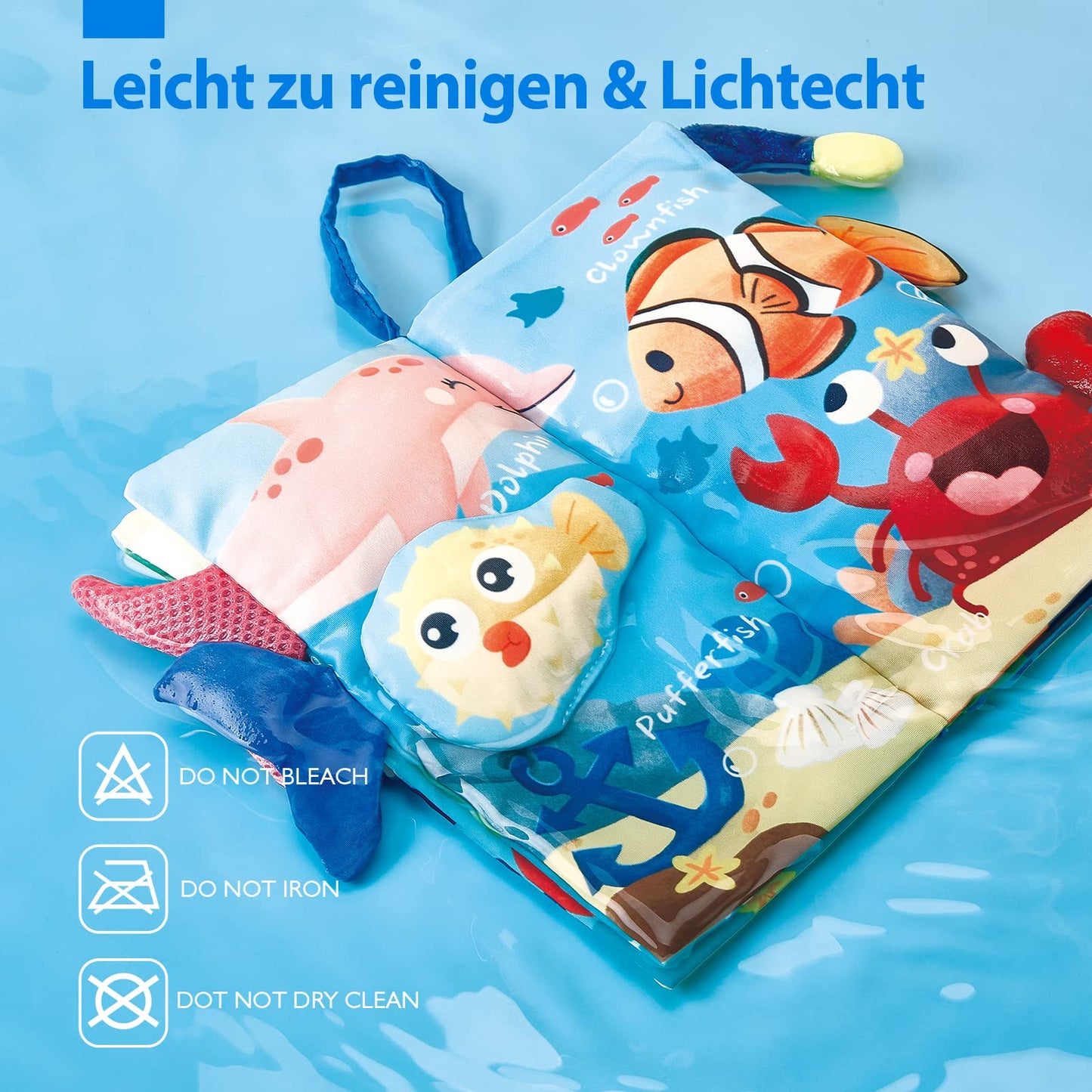 hahaland Baby Book Baby Cloth Book - 2 Piece Book Toy 0 Months - 3D Picture Book Touch Book Crinkle Book from 0 3 6 Months, Quiet Book Gift for Boys Girls