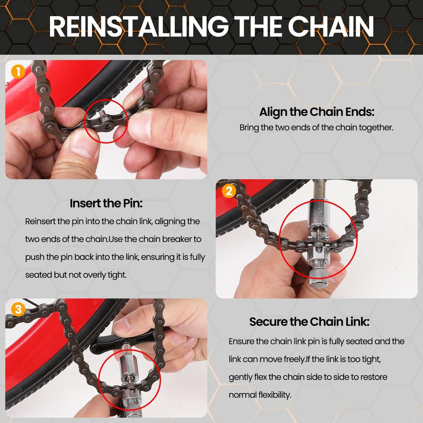 Oumer's bike chain repair kit, bike link pliers, bike chain tool, chain checker bike chain tool set bike chain tool set for 6-12 speed bike chain.