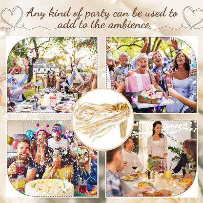 Wedding Wands, 50 sticks with 100 large bells and 150 wedding ribbons, silk fairy wand, party favors, magic wands wedding streamers for weddings, birthdays, holiday celebrations.