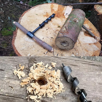 Hand drill Bushcraft - Manual screwdriver, Heavy-duty steel Scotch Eye Wood hand drill Bushcraft drill Survival equipment for woodworking, Outdoor survival, Camping, Swedish fire torch (4 pieces)