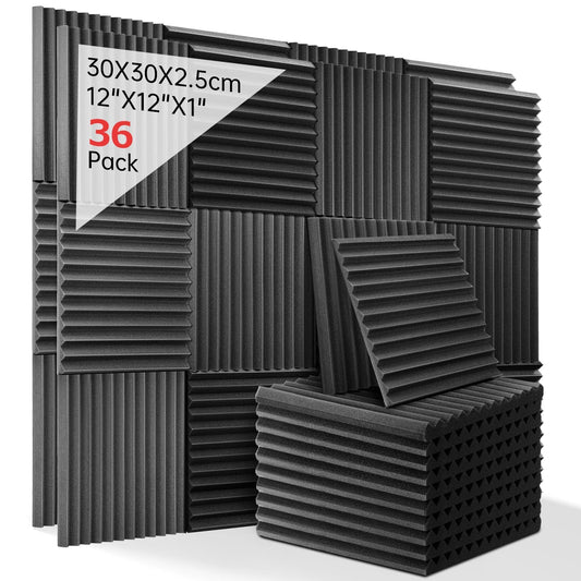 Sound absorber acoustic foam, 36 pieces of acoustic foam for podcasts, recording studios, offices, home learning, acoustic foam mat (30 x 30 x 2.5 cm)