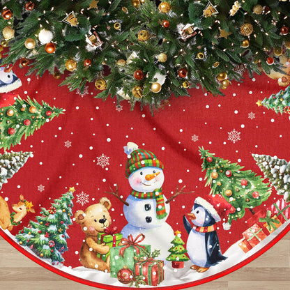 Christmas Tree Skirt, 122cm Christmas Tree Decorations Snowflakes Reindeer Christmas Tree Mat large Christmas Tree Base Covers for New Year Party Christmas Decorations