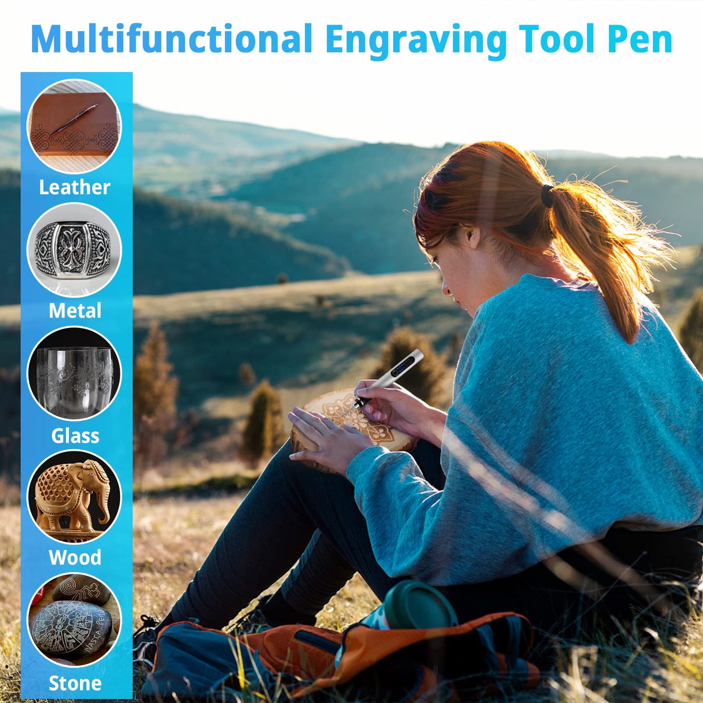 Electric Engraving Pen, Multifunctional Engraving Tool Set Portable Wireless Etching Pen for DIY Jewelry Metal Glass Plastic Wood Ceramic Stone Engraving