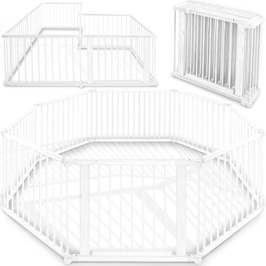 KIDUKU® 7.2m Baby Playpen XXL, foldable with door | Play yard with double security | Safety gate for kids, 8 panels | Adjustable playpen.