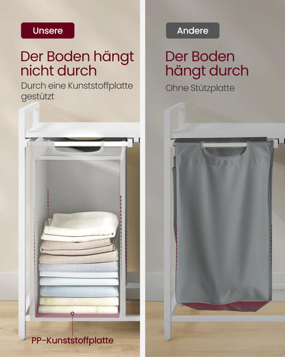VASAGLE laundry basket with 2 compartments, laundry collector with shelf, laundry box, laundry bag made of Oxford fabric removable, metal frame, 2 x 46 L, 73 x 33 x 72 cm, slate grey-matte white BLH201W11
