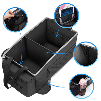 Alijees Car Organizer - Foldable storage boxes for the back seat or trunk. Storage box for diapers, toys, etc. next to the child's car seat.