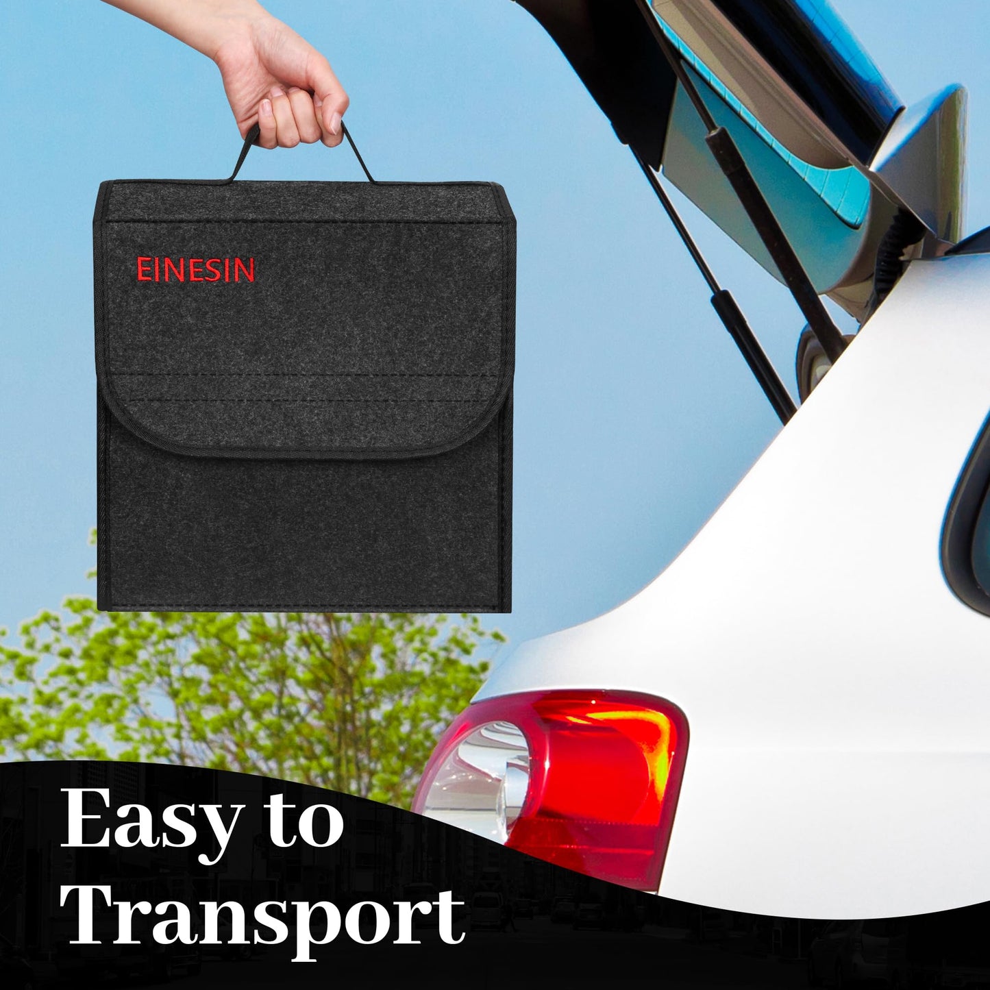 One in car organizer toolbag, trunk organizer made of felt with Velcro fixation, car accessory for tools & car care, car trunk organizer, trunk bag.