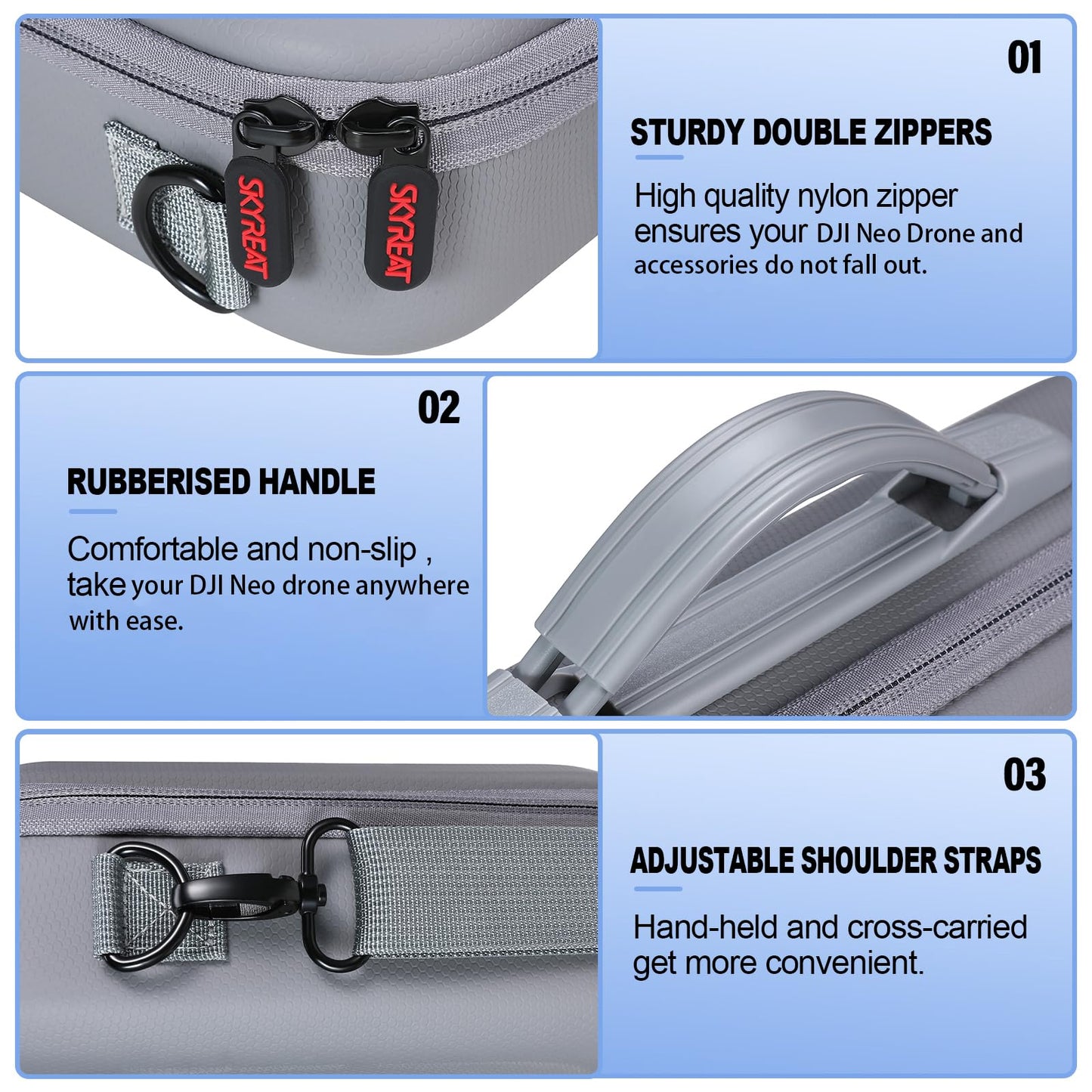 SKYREAT Neo Bag, Portable Storage Bag, Portable PU Travel Bag for DJI Neo Fly More Combo Drone and RC-N3 Remote Control Accessories